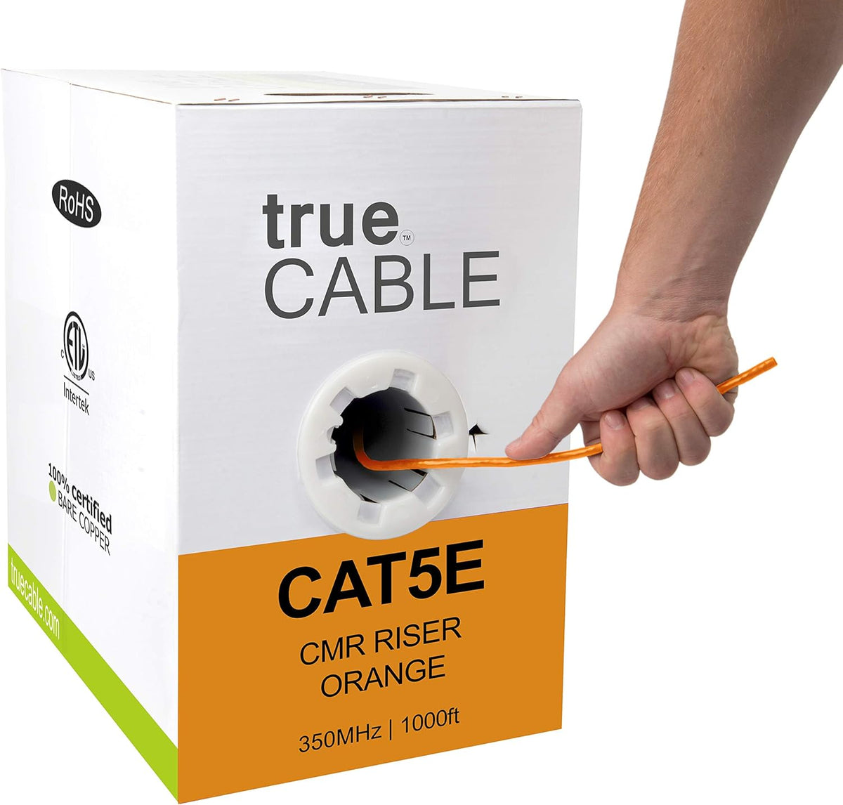 1000ft Orange 24AWG 4 Pair Solid Bare Copper Bulk Ethernet Cable U689