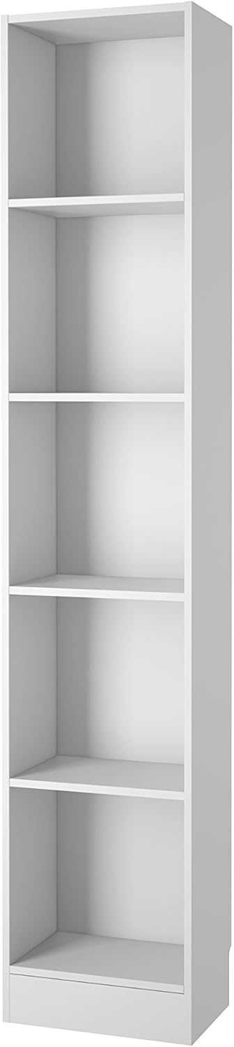 White 5 Shelf Narrow Bookcase H224