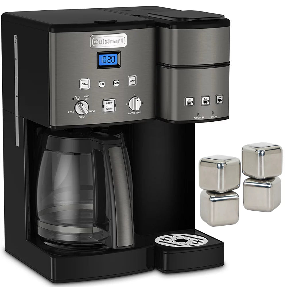 12 Cup Coffeemaker and Single Serve Brewer with 4 Pack Reusable Ice Cubes Q631