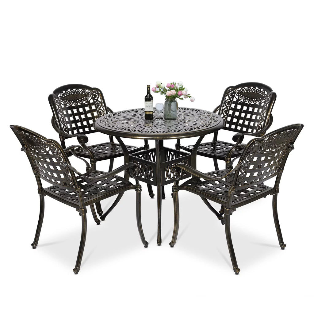 5 Piece All-Weather Cast Aluminum Patio Dining Set Y896843
