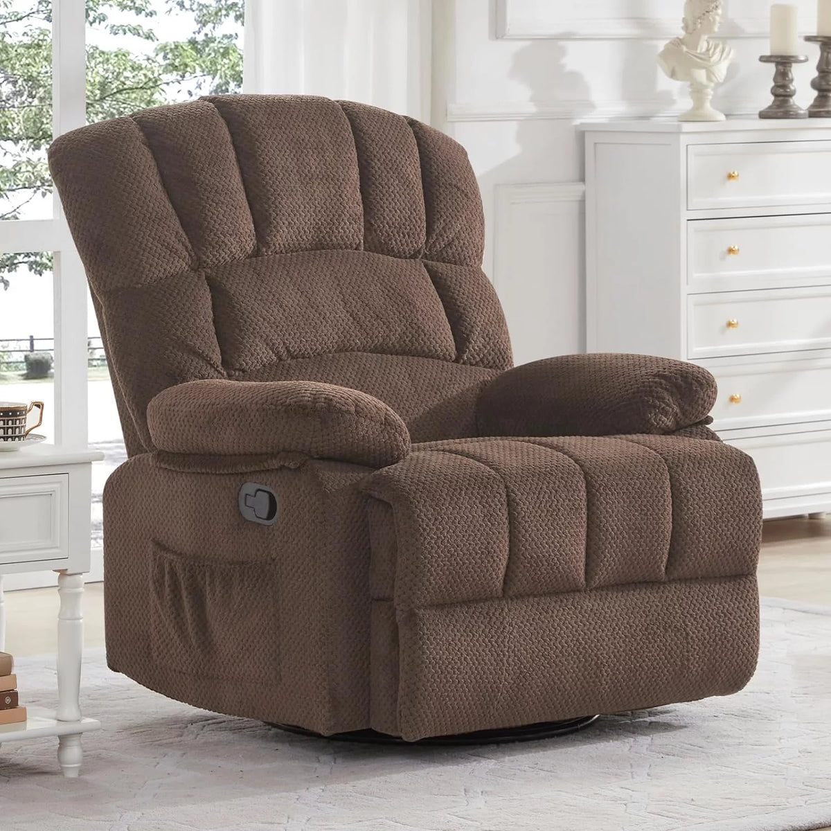 Oversized Dark Brown Manual Rocking Recliner Chair D51501
