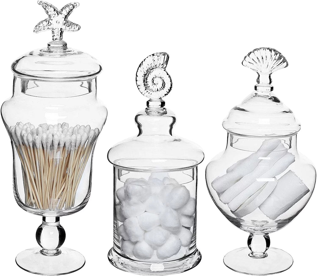 Clear Glass Set of 3 Apothecary Jars A159