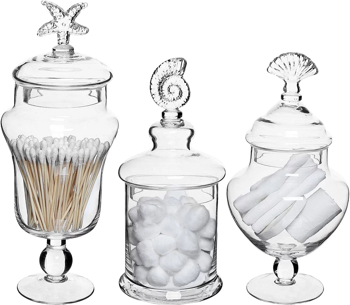 Clear Glass Set of 3 Apothecary Jars A159