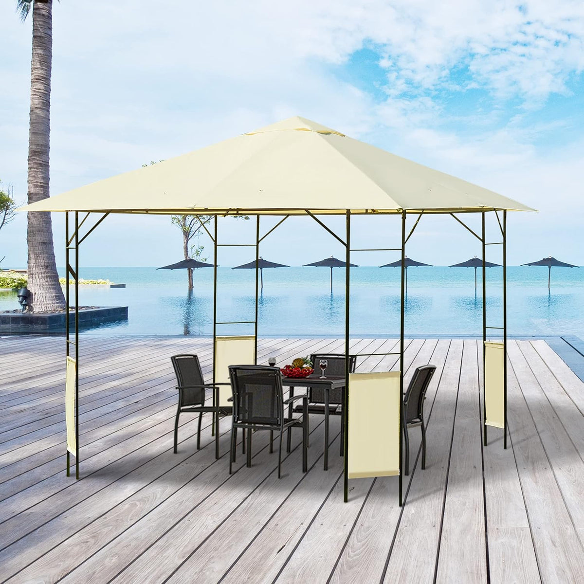 10' x 10' Outdoor Gazebo Canopy with Steel Frame C333