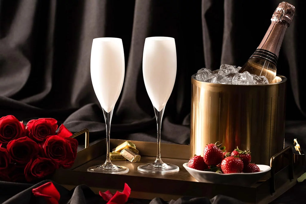 Champagne Flute Glasses Set Of 6 Crystal White 11 Oz Q661