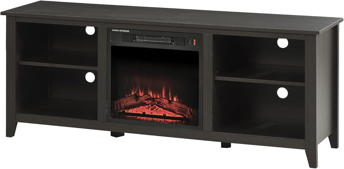 Dark Coffee TV Stand with Electric Fireplace H884853