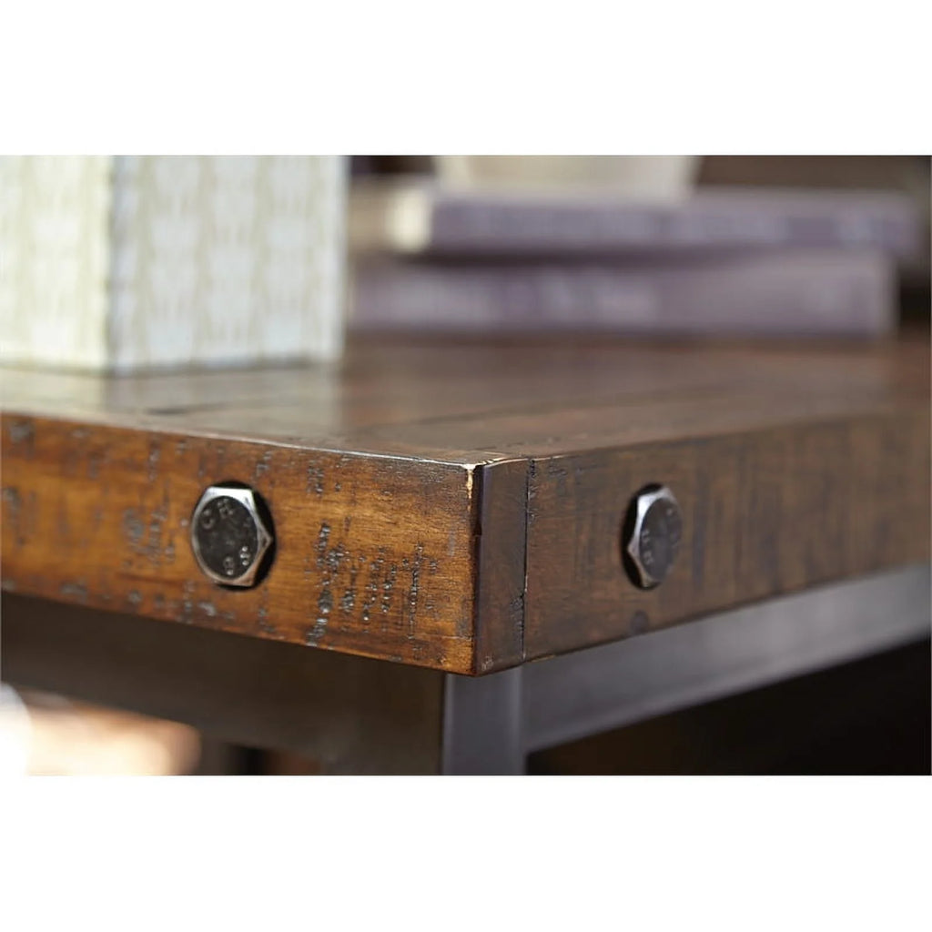 Brown Rectangular Coffee Table with Metal Frame X673632