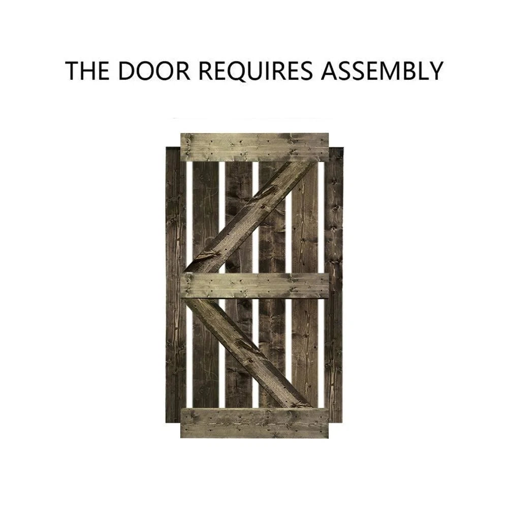 Stained Wood Sliding Barn Door with Hardware Kit X44241