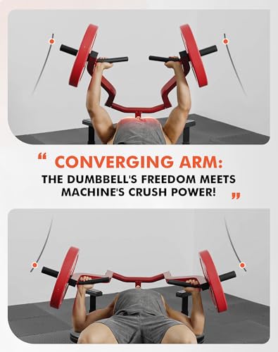 Chest Press Machine with Independent Converging Arms, Adjustable Flat Incline Bench G42559