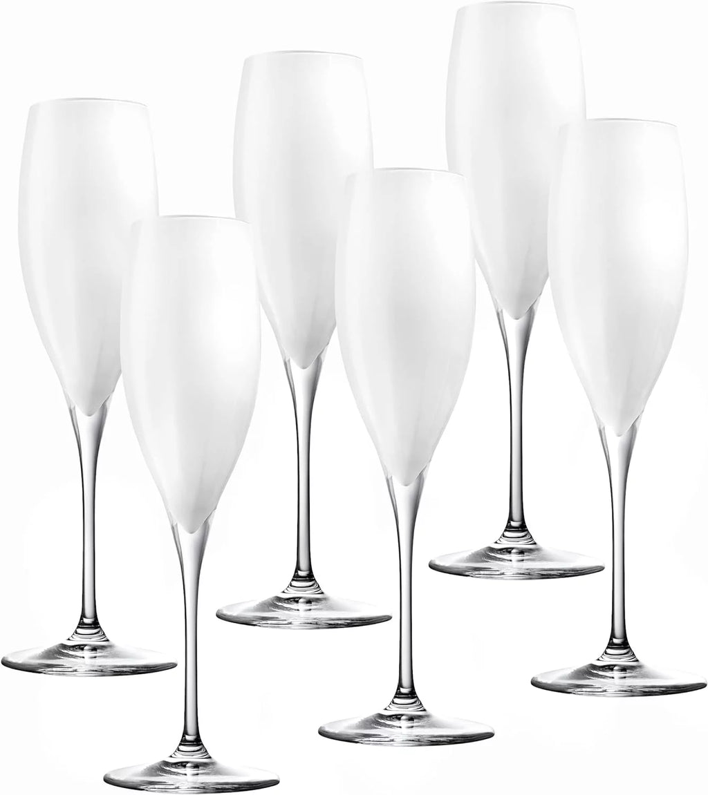 Champagne Flute Glasses Set Of 6 Crystal White 11 Oz Q661