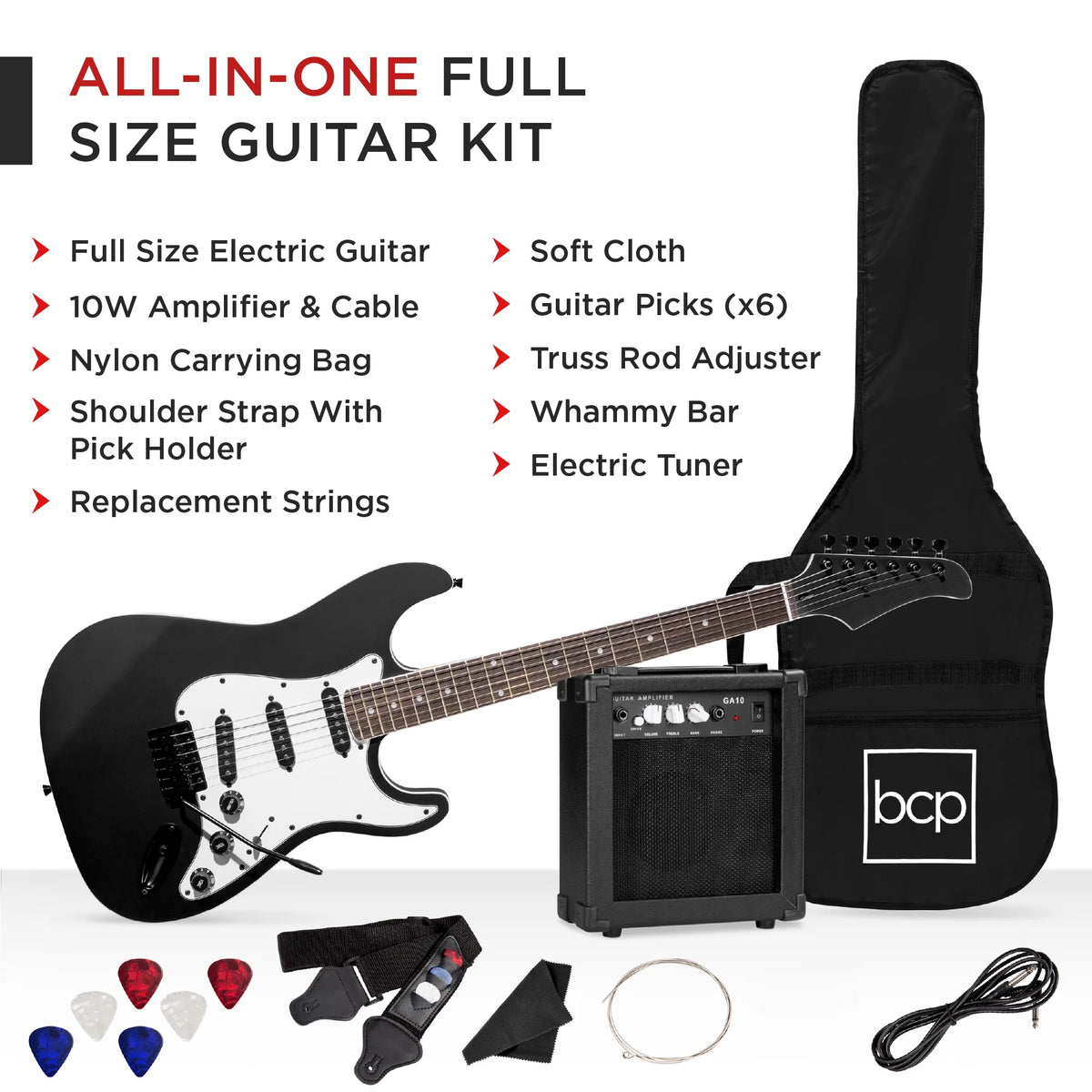 39in Full Size Beginner Electric Guitar Kit with Case A7183