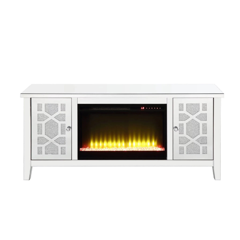 Mirrored TV Stand with Fireplace B1304