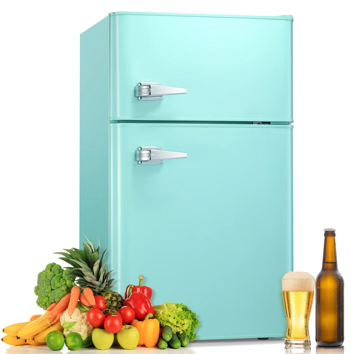 3.1 Cu.ft Mini Fridge with Freezer Two Door Stainless Steel T220588