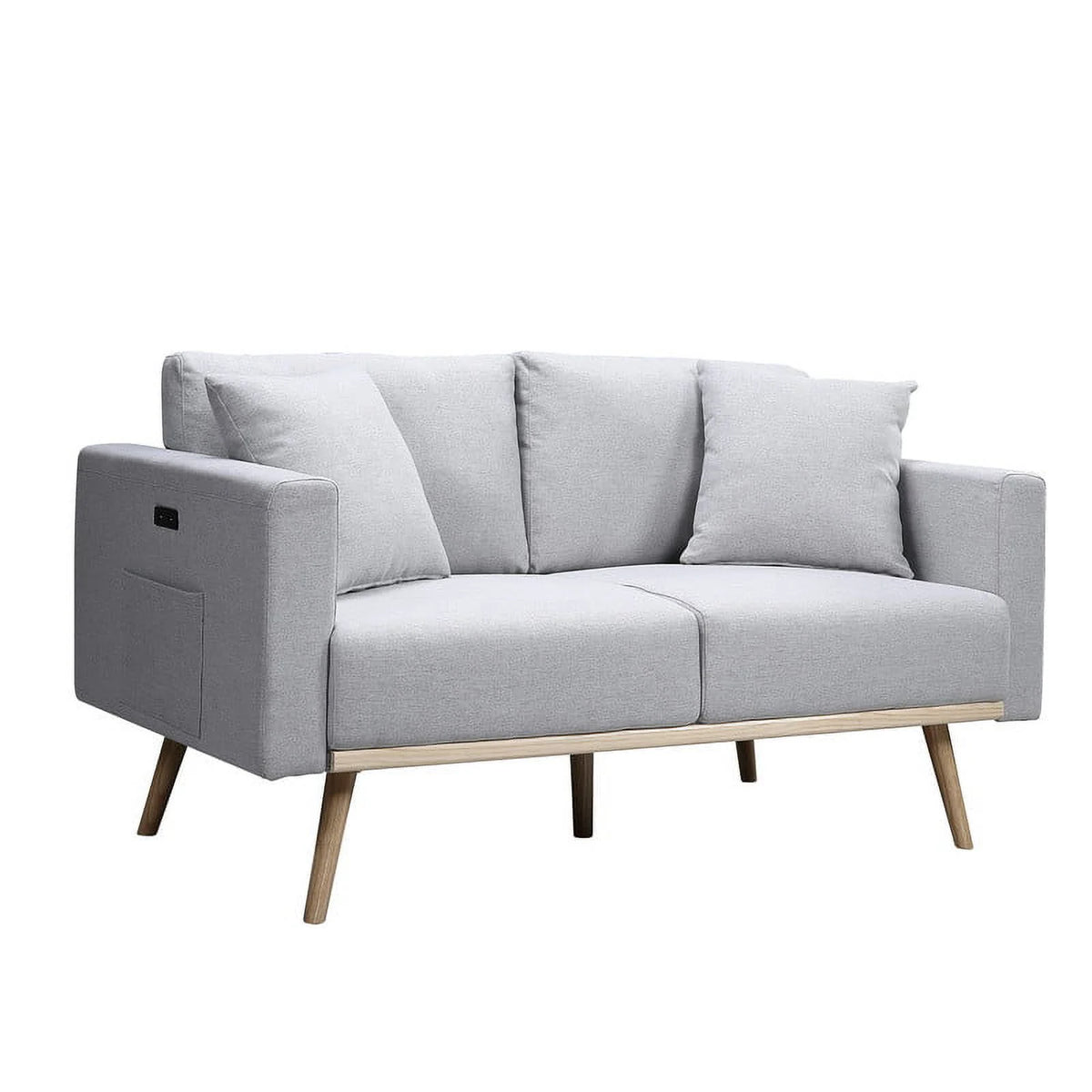 Light Gray Linen Fabric Sofa Loveseat Chair Set W375
