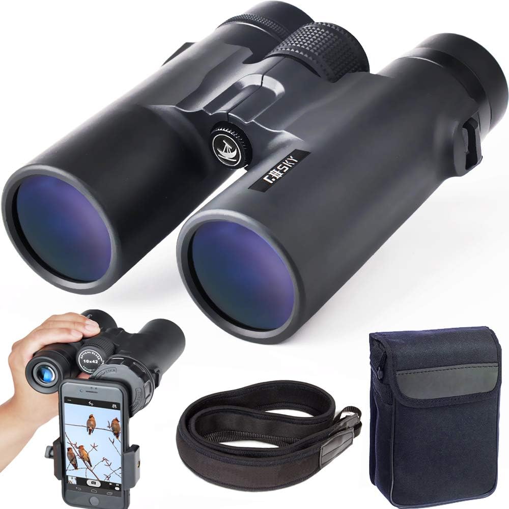 10x42 Roof Prism Binoculars with Phone Mount Strap Carrying Bag A5609