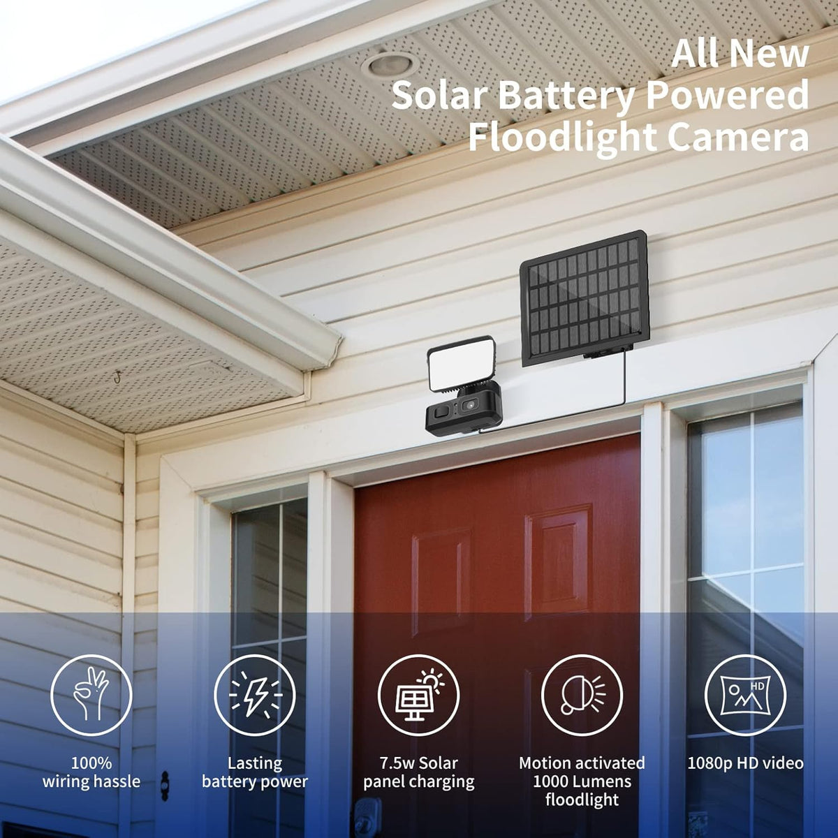 Solar Battery Powered Outdoor Security Camera with 2-Way Audio and Motion Siren Alarm V591