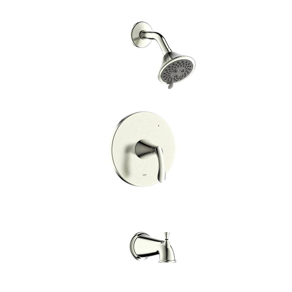 Single Handle 3-Spray Tub and Shower Faucet with Rough-In Valve in Brushed N M3855
