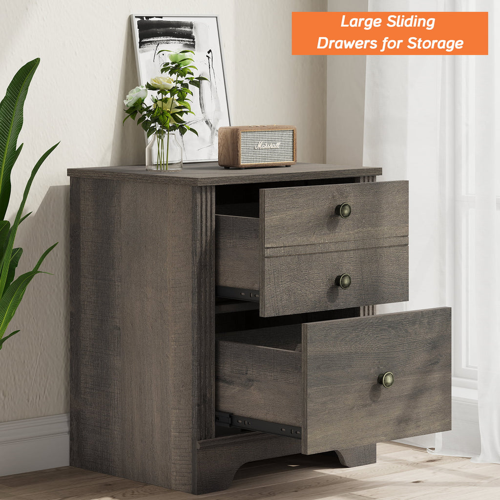 2 Drawer Grayish Brown Nightstand M9886