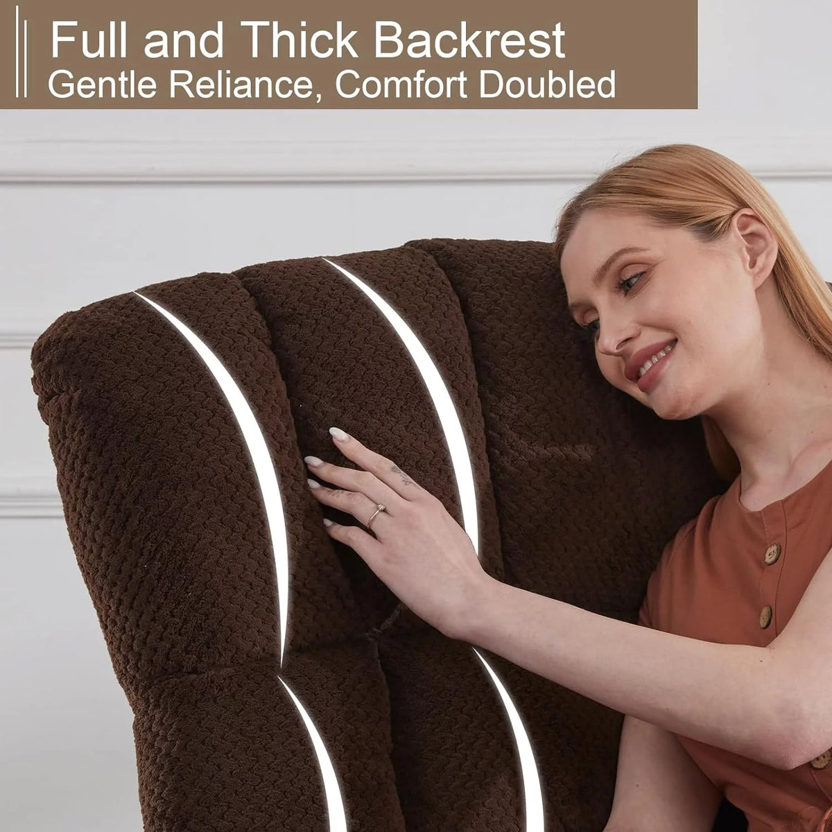Oversized Dark Brown Manual Rocking Recliner Chair D51501