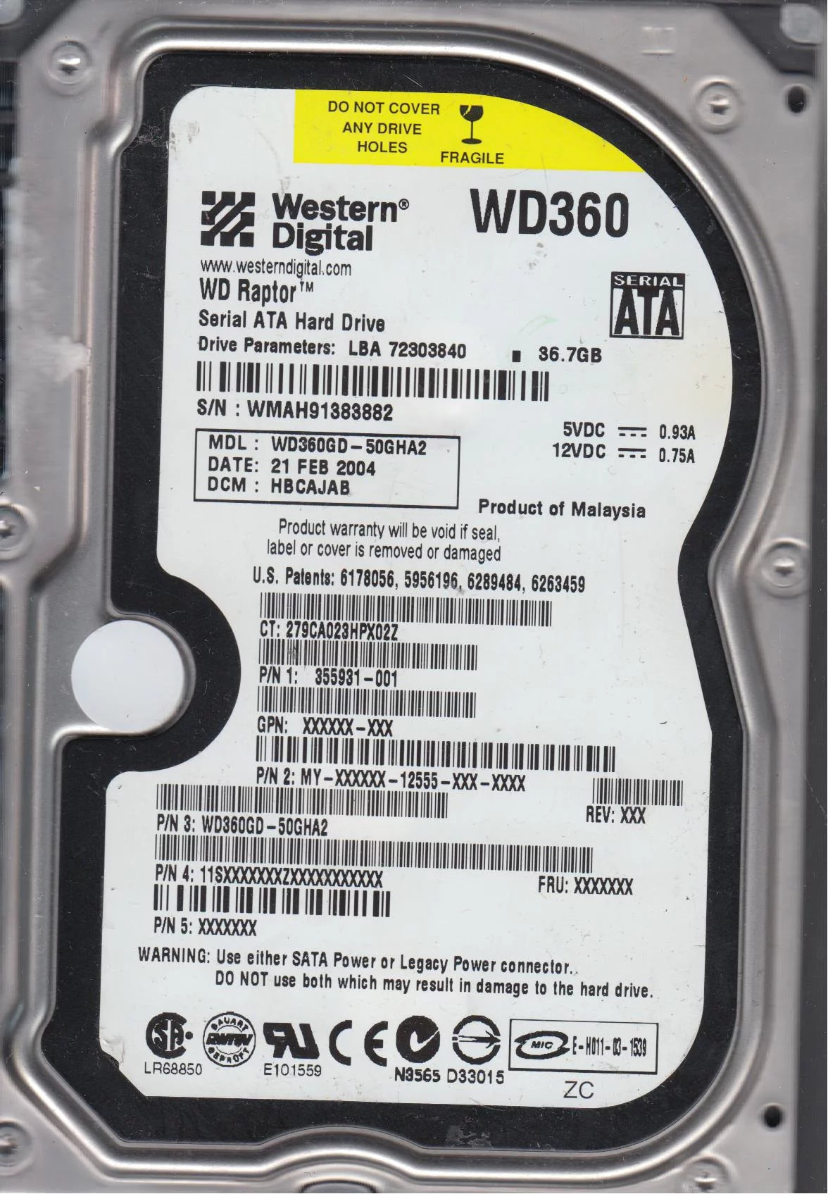 36.7GB SATA 3.5 Hard Drive K4340