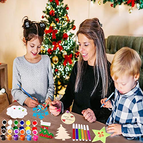 50Pcs Unfinished Wooden Christmas Ornaments 5 Styles B2104