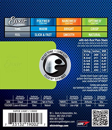 2 Sets Electric Guitar Strings Super Light .009-.042 J1602