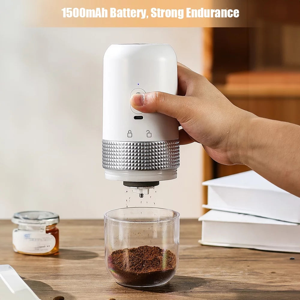 Portable Electric Burr Coffee Grinder 13W 200ml USB Rechargeable Adjustable Cordless T548