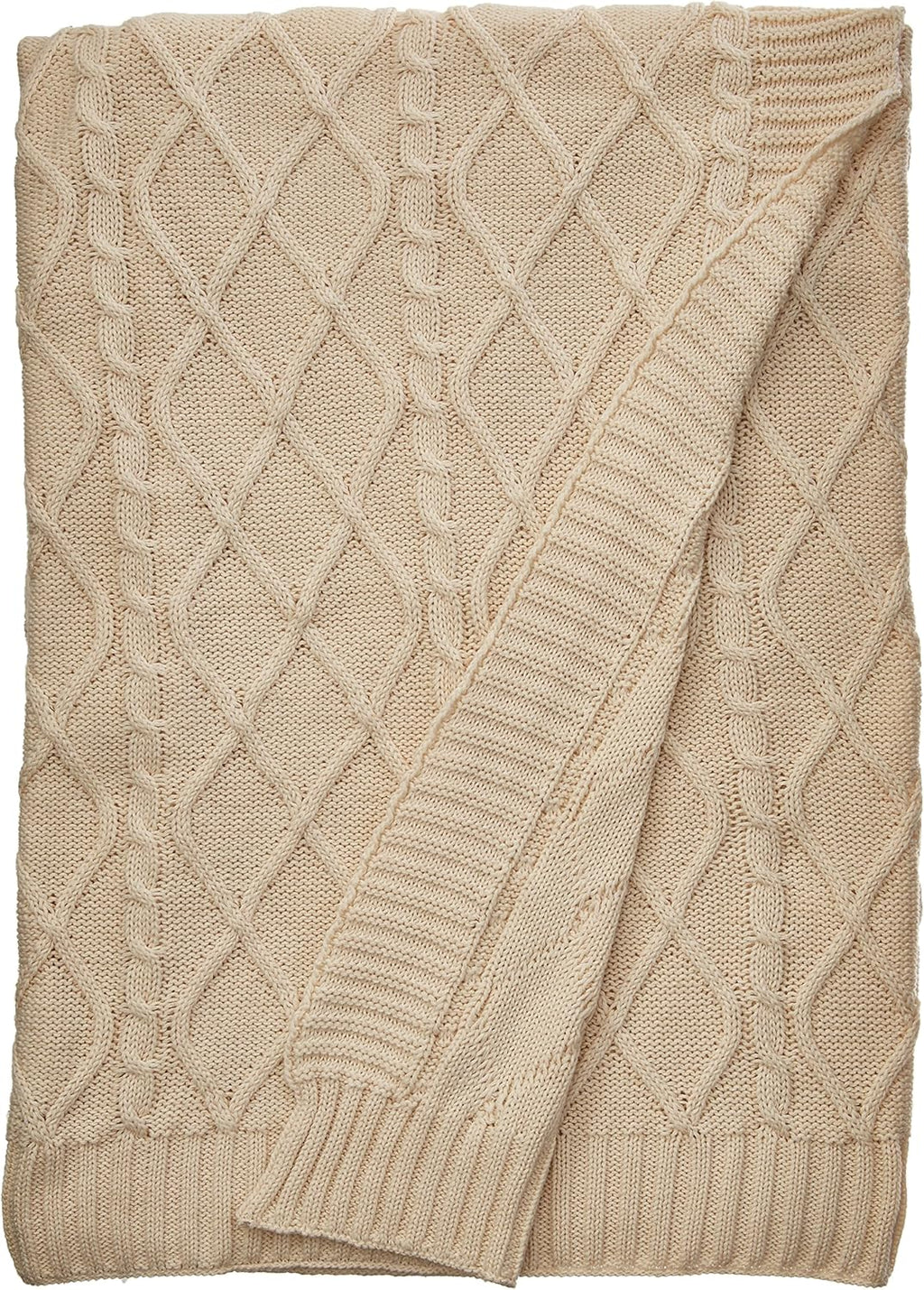 Oversized Cable Knit Throw, 50 x 70, Light Sand J3594
