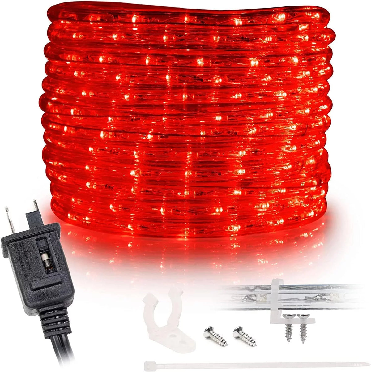 25Ft Red LED Rope Light, Connectable Outdoor Waterproof Q97173