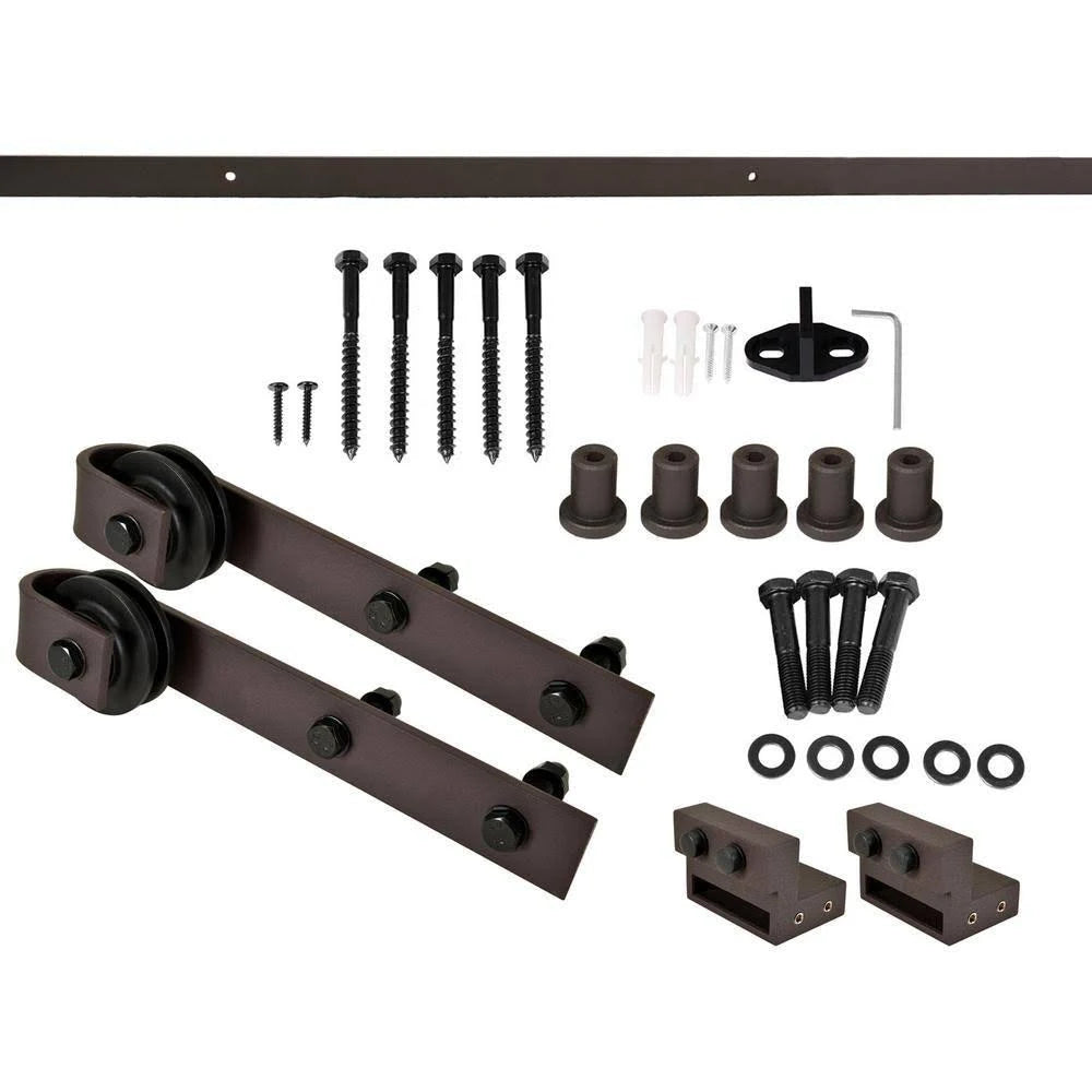 Stained Wood Sliding Barn Door with Hardware Kit X44241