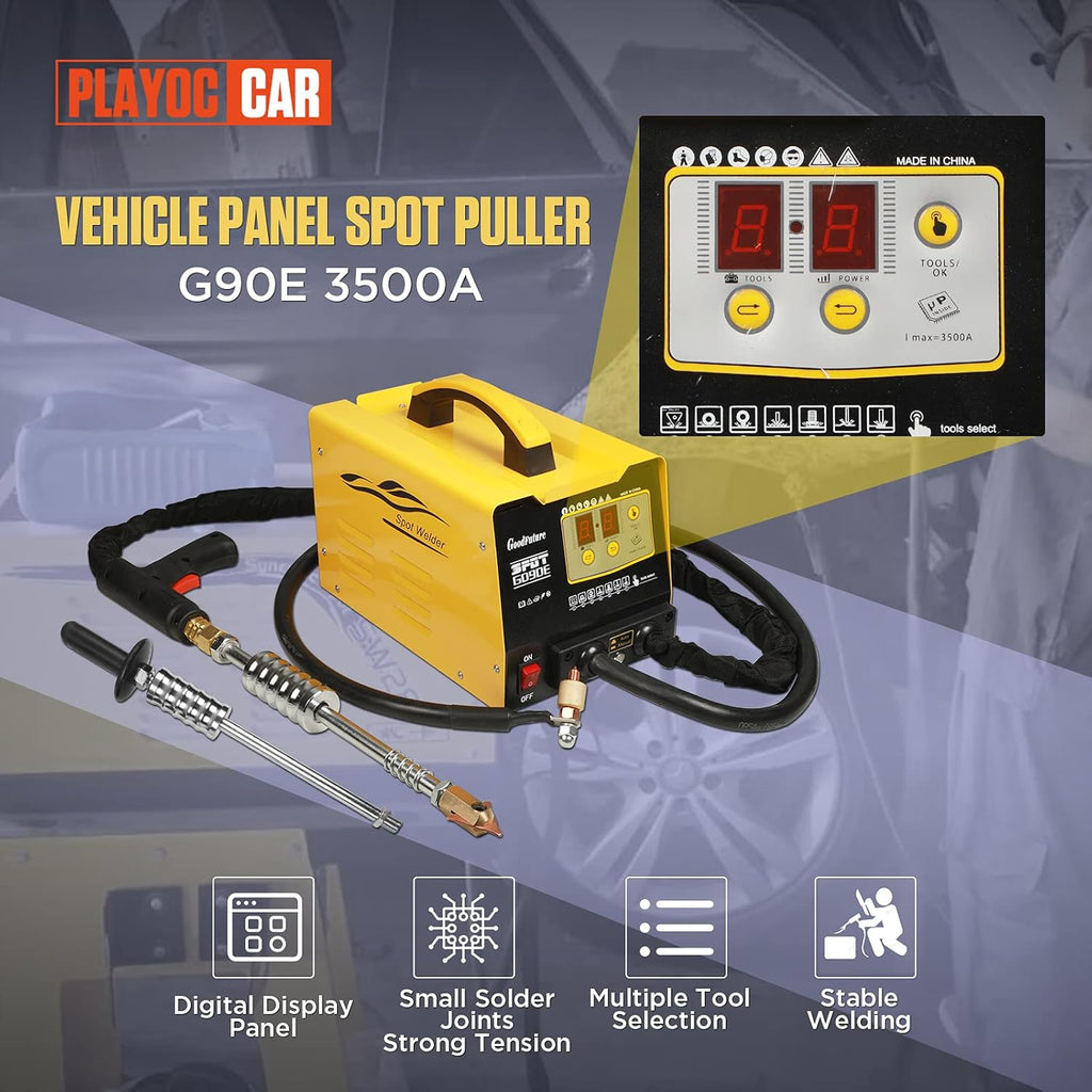 Vehicle Panel Spot Puller Dent Spotter 110V, 3500A Spot Dent Puller Welder, 3KW Car Body Stud Welding Machine Repair Tool Kit Q71135