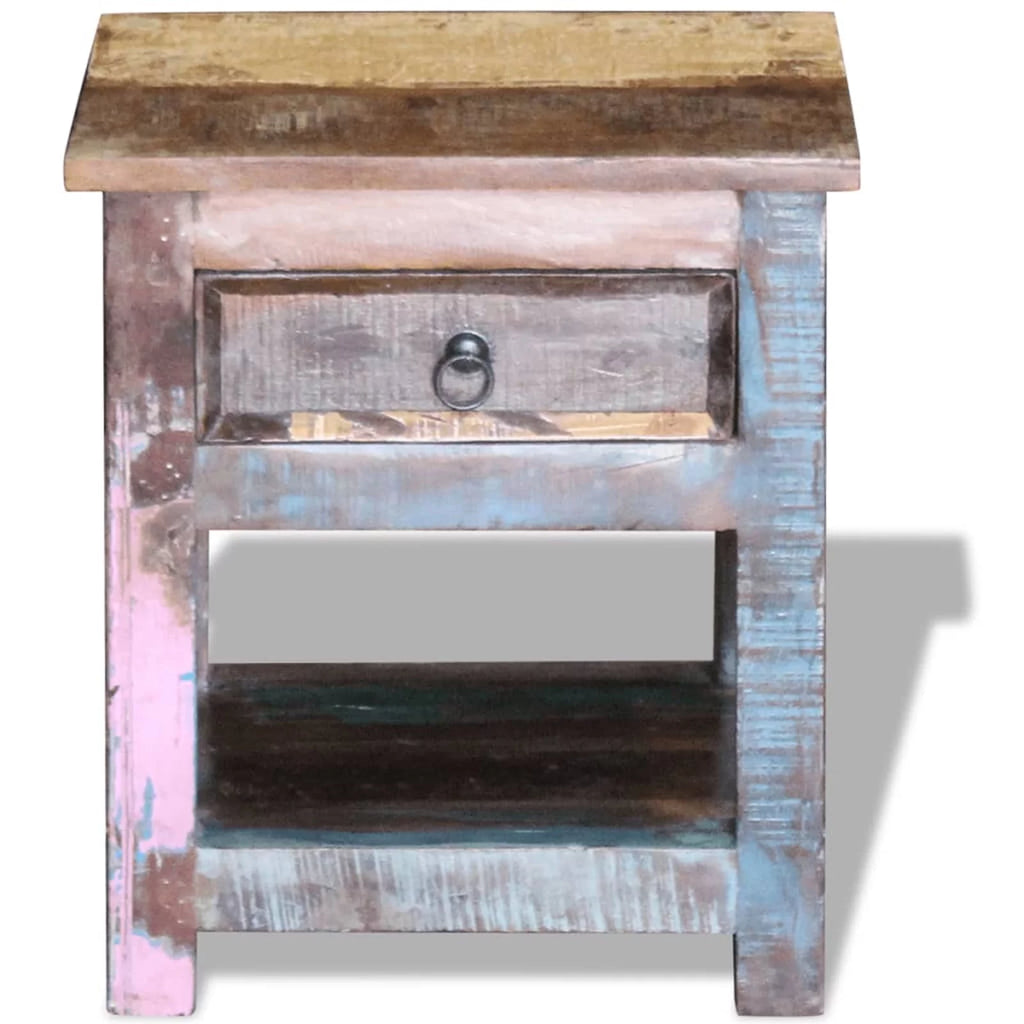 Side Table with 1 Drawer Solid Reclaimed Wood U48305