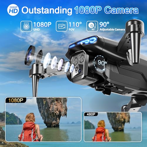 1080P HD Foldable Drone with Camera, 2 Batteries T786