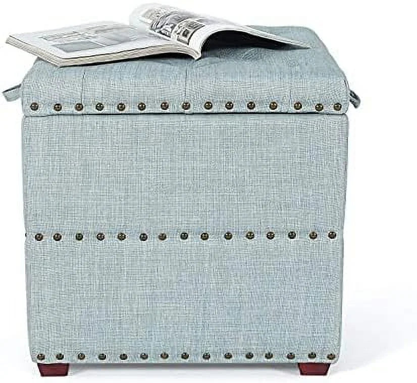 Grey Square Ottoman with Tray Top F4477