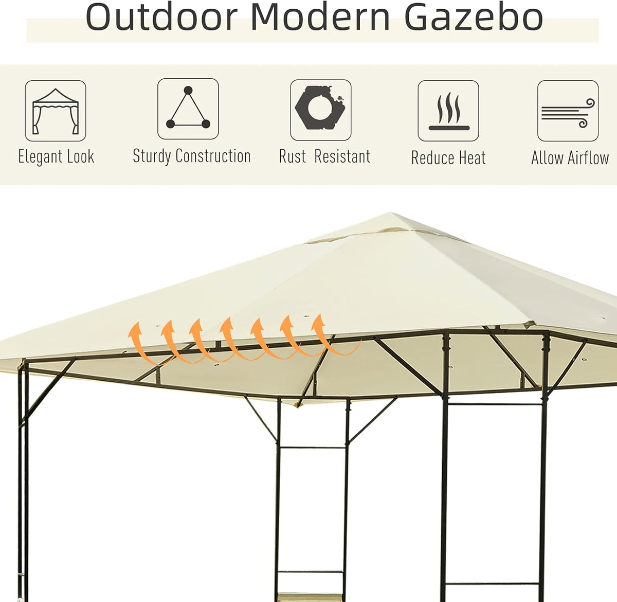 10' x 10' Outdoor Gazebo Canopy with Steel Frame C333