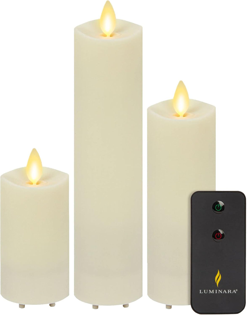 Set of 3 Flameless LED Pillar Candle with Remote Control, Ivory Z899037