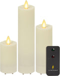 Set of 3 Flameless LED Pillar Candle with Remote Control, Ivory Z899037