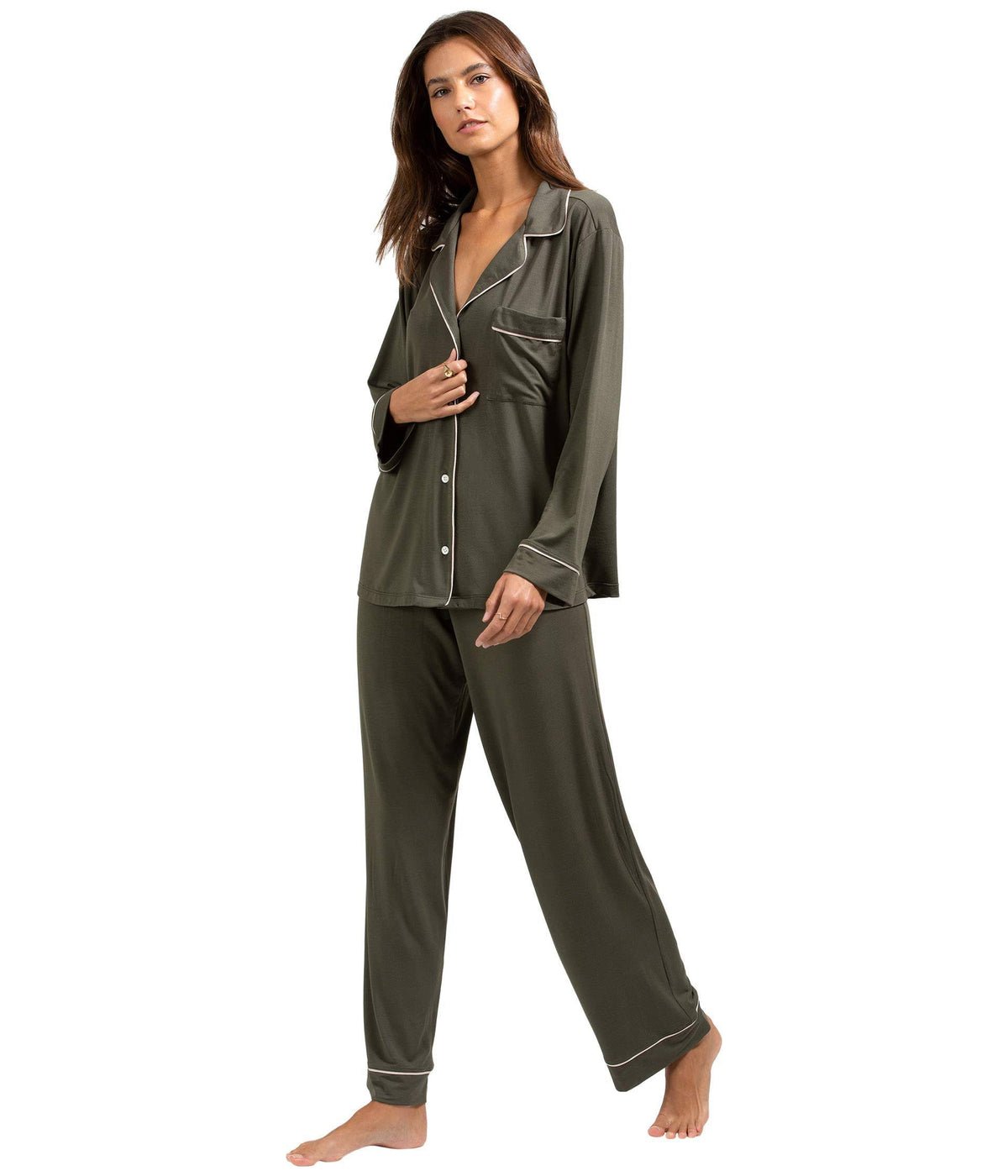 Avocado/Antique Rose Long PJ Set S90706