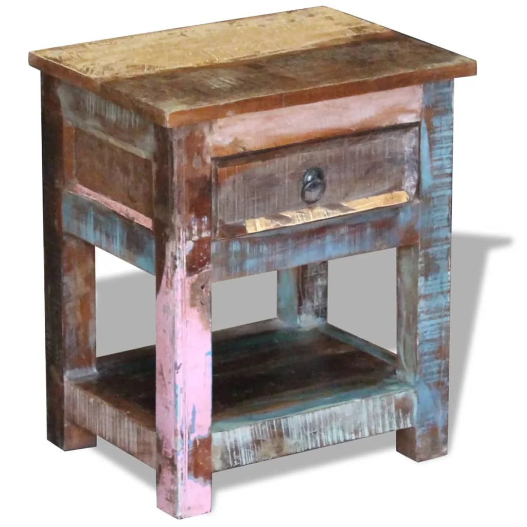 Side Table with 1 Drawer Solid Reclaimed Wood U48305