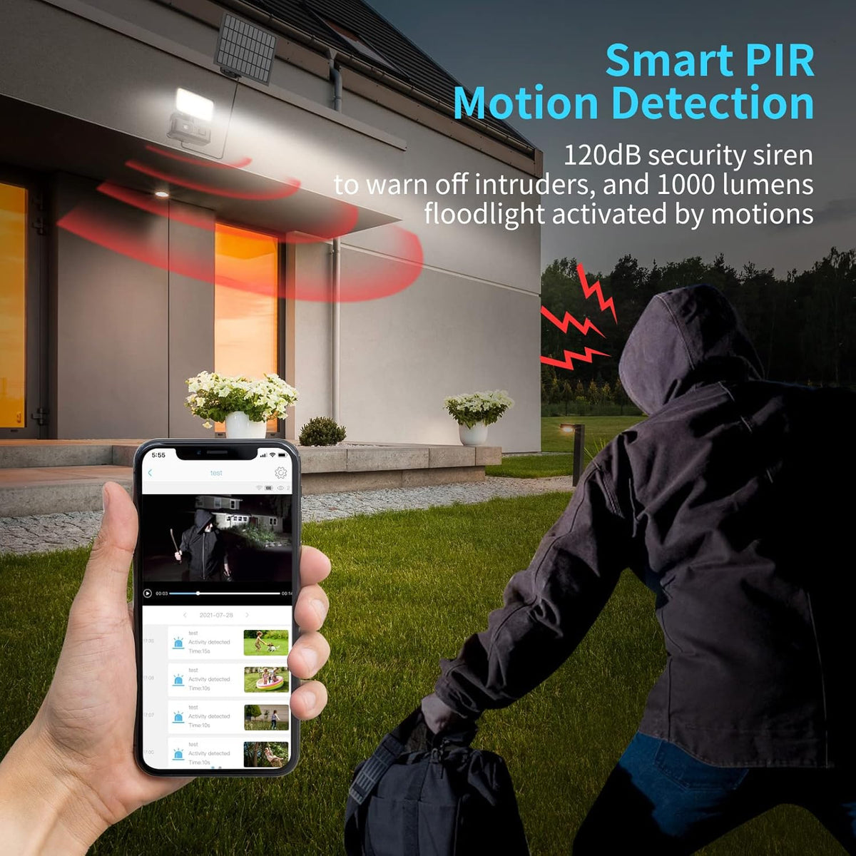 Solar Battery Powered Outdoor Security Camera with 2-Way Audio and Motion Siren Alarm V591