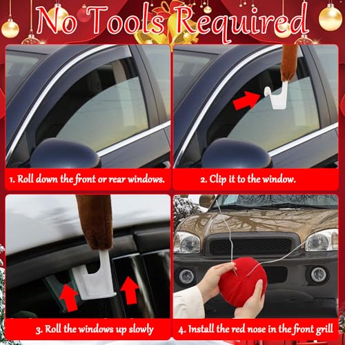 Car Reindeer Antler & Nose Christmas Decorations I63939