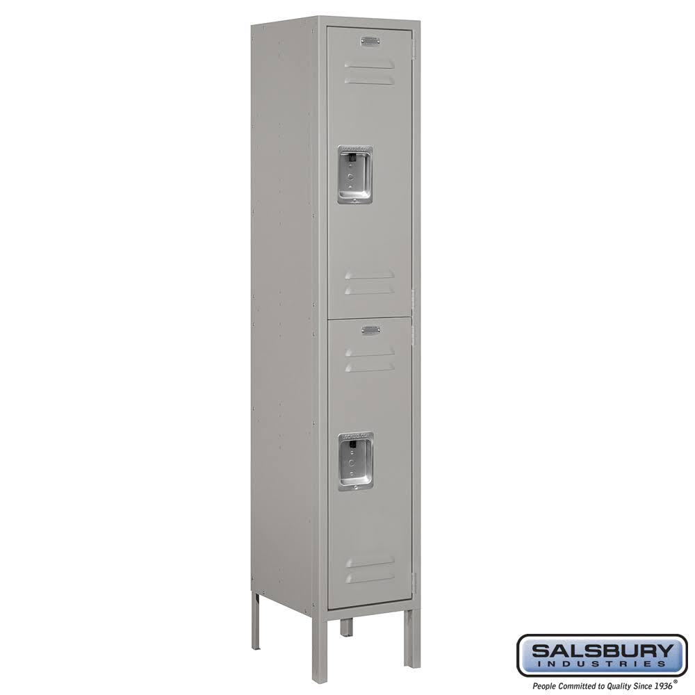 12 in. W x 66 in. H Standard Metal Locker Double Tier Gray Unassembled P987795