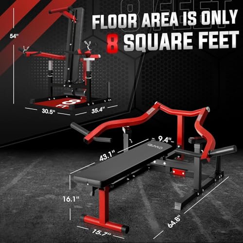 Chest Press Machine with Independent Converging Arms, Adjustable Flat Incline Bench G42559