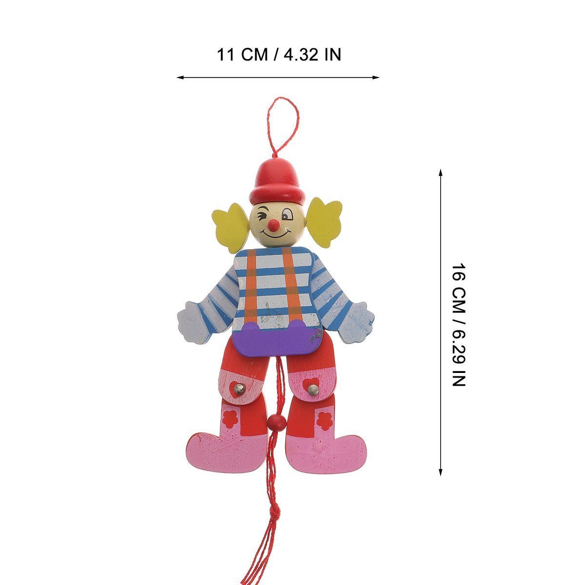 2Pcs Wood Clown Marionette Puppet Toy T68375