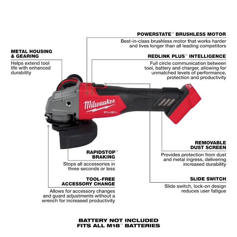 18V Lithium-Ion Brushless Cordless 4-1/2 in./5 in. Grinder P80444
