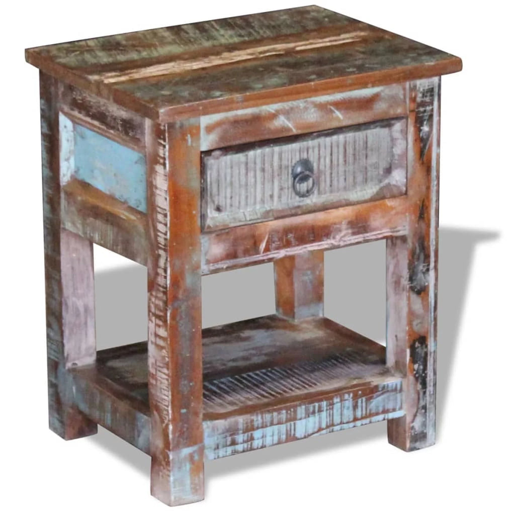 Side Table with 1 Drawer Solid Reclaimed Wood U48305