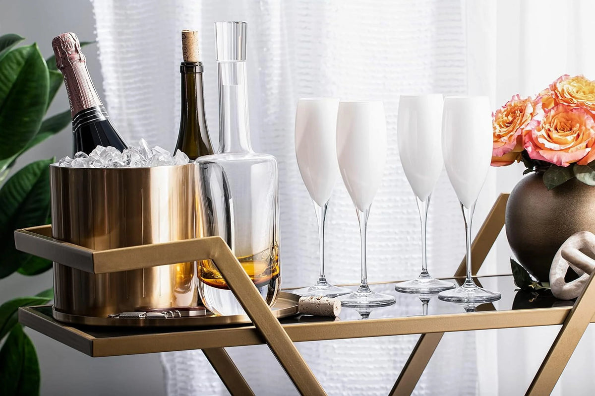 Champagne Flute Glasses Set Of 6 Crystal White 11 Oz Q661