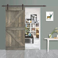 Stained Wood Sliding Barn Door with Hardware Kit X44241
