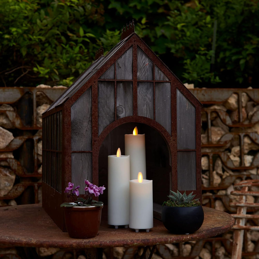 Set of 3 Flameless LED Pillar Candle with Remote Control, Ivory Z899037