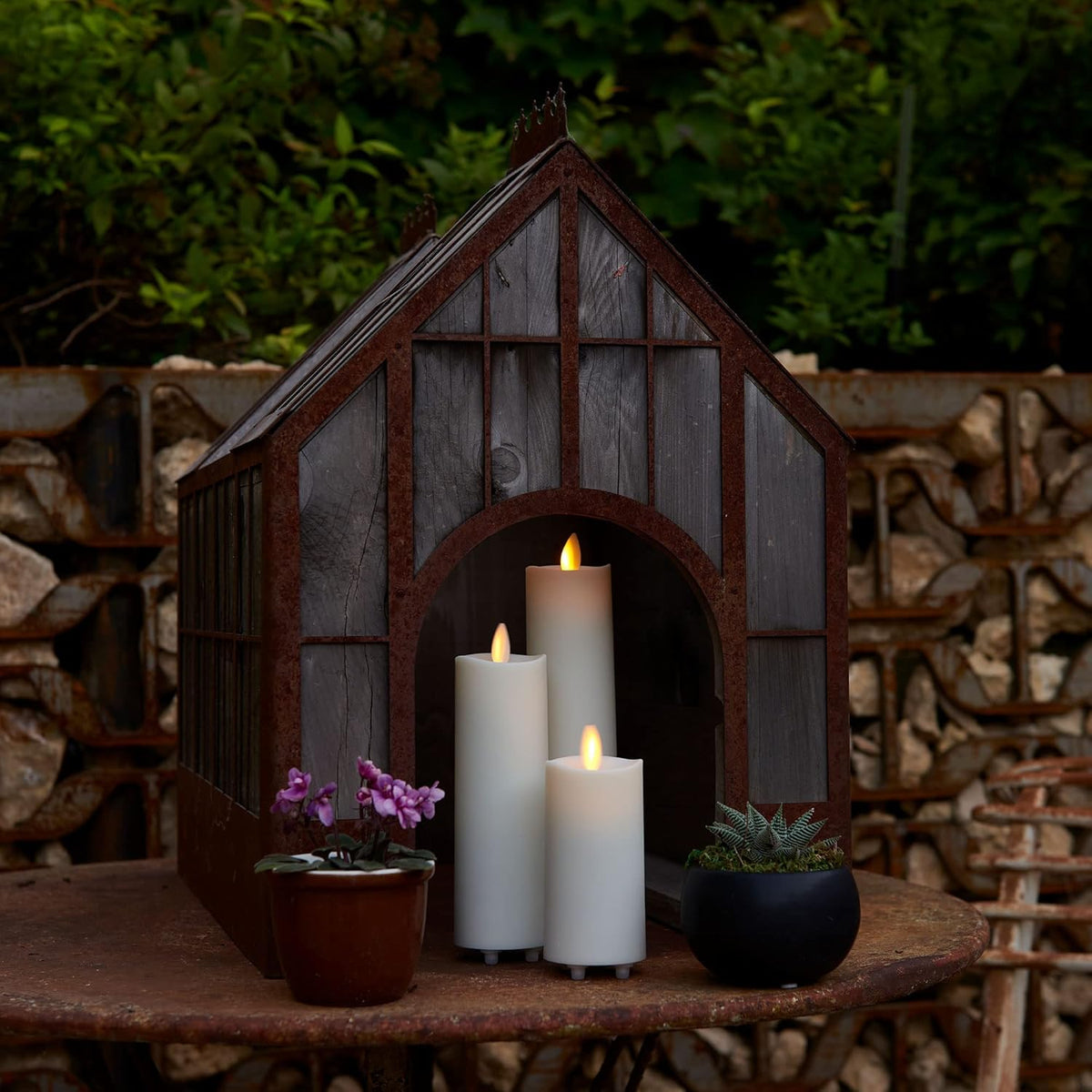 Set of 3 Flameless LED Pillar Candle with Remote Control, Ivory Z899037